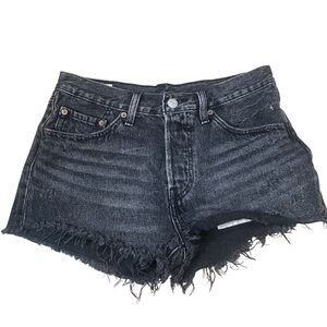 Levi's Dark Gray Denim mini short with Tan Label